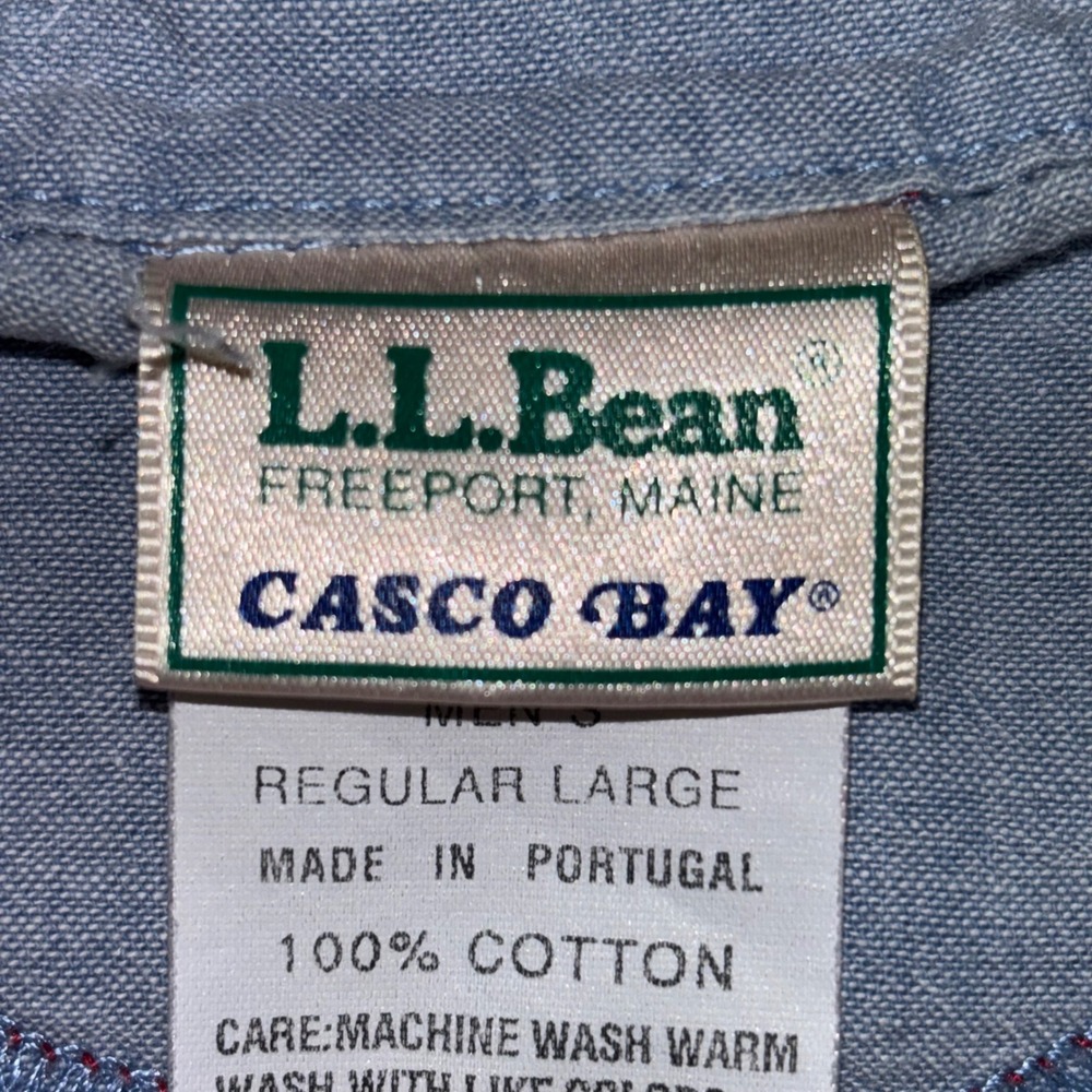 VTG LL Bean Casco Bay Men Large Red White Striped Cotton Polo Shirt L732 Portuga - Picture 2 of 10